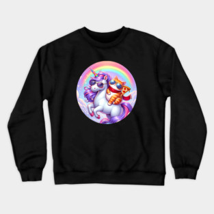 Cute Pizza Unicorn Lover, Love Eating Pizza Crewneck Sweatshirt