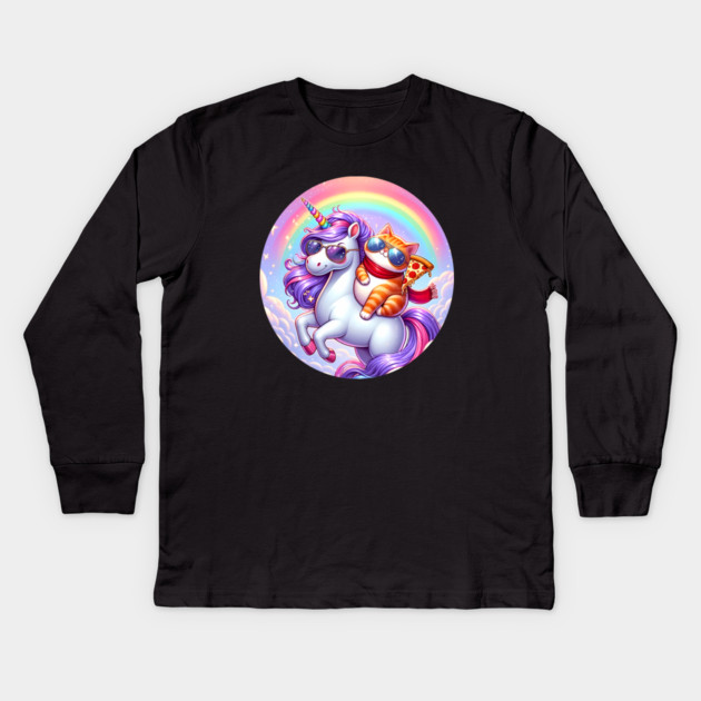 Cute Pizza Unicorn Lover, Love Eating Pizza Kids Long Sleeve T-Shirt by logiamerch