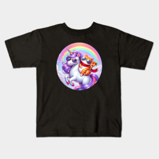 Cute Pizza Unicorn Lover, Love Eating Pizza Kids T-Shirt