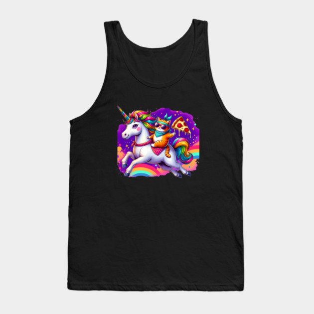 Pizza Unicorn and Cat Lover, Love Eating Pizza Tank Top by logiamerch