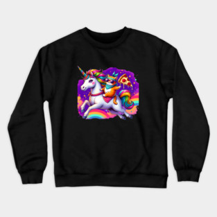 Pizza Unicorn and Cat Lover, Love Eating Pizza Crewneck Sweatshirt