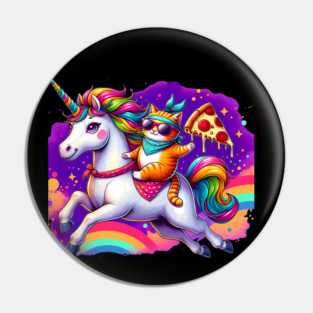 Pizza Unicorn and Cat Lover, Love Eating Pizza Pin