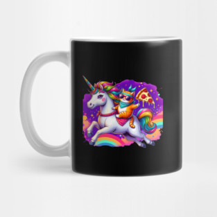 Pizza Unicorn and Cat Lover, Love Eating Pizza Mug