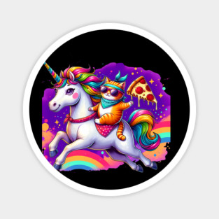 Pizza Unicorn and Cat Lover, Love Eating Pizza Magnet