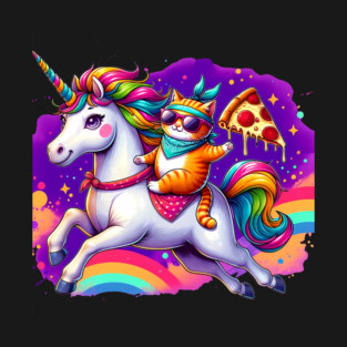 Pizza Unicorn and Cat Lover, Love Eating Pizza T-Shirt