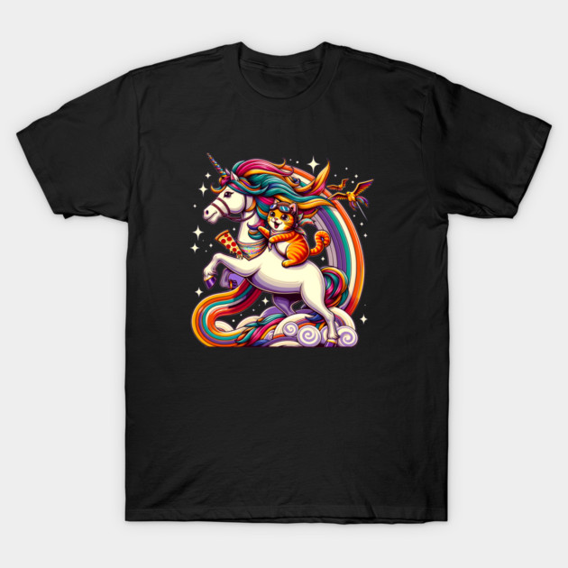 Pizza Unicorn and Cat Lover, Love Eating Pizza T-Shirt by logiamerch