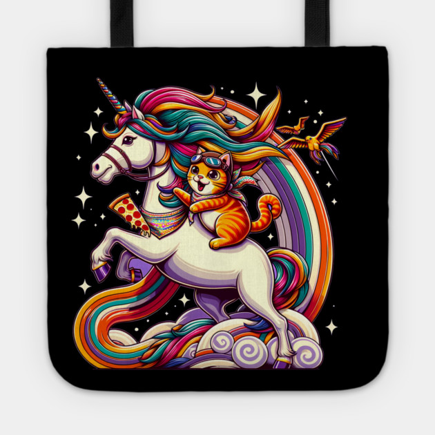 Pizza Unicorn and Cat Lover, Love Eating Pizza Tote by logiamerch