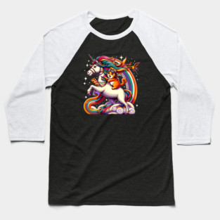 Pizza Unicorn and Cat Lover, Love Eating Pizza Baseball T-Shirt