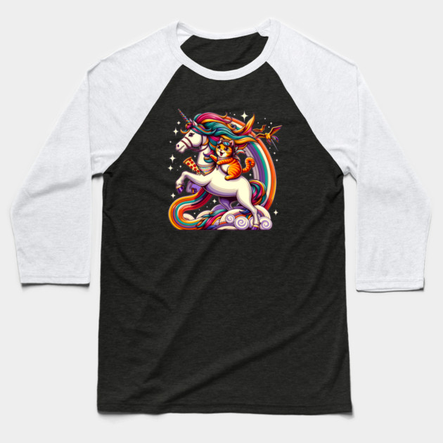Pizza Unicorn and Cat Lover, Love Eating Pizza Baseball T-Shirt by logiamerch