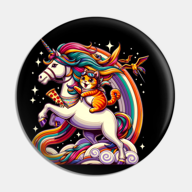 Pizza Unicorn and Cat Lover, Love Eating Pizza Pin by logiamerch