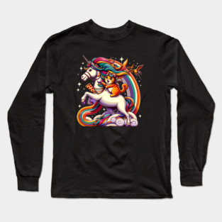 Pizza Unicorn and Cat Lover, Love Eating Pizza Long Sleeve T-Shirt