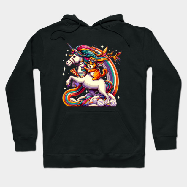 Pizza Unicorn and Cat Lover, Love Eating Pizza Hoodie by logiamerch