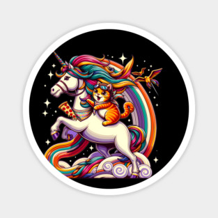Pizza Unicorn and Cat Lover, Love Eating Pizza Magnet
