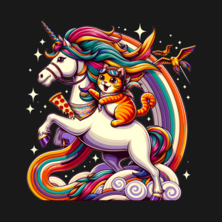 Pizza Unicorn and Cat Lover, Love Eating Pizza T-Shirt
