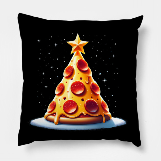 Pizza Xmas Tree, Christmas Style Pizza Lover Pillow by logiamerch