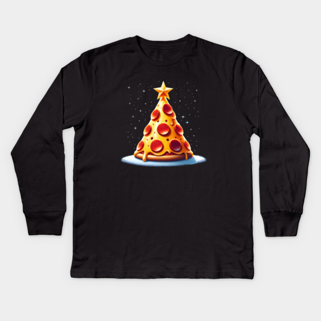 Pizza Xmas Tree, Christmas Style Pizza Lover Kids Long Sleeve T-Shirt by logiamerch
