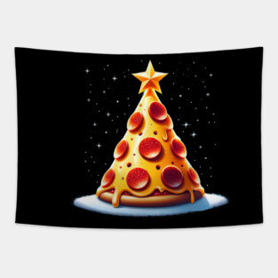 Pizza Xmas Tree, Christmas Style Pizza Lover Tapestry