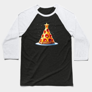 Pizza Xmas Tree, Christmas Style Pizza Lover Baseball T-Shirt