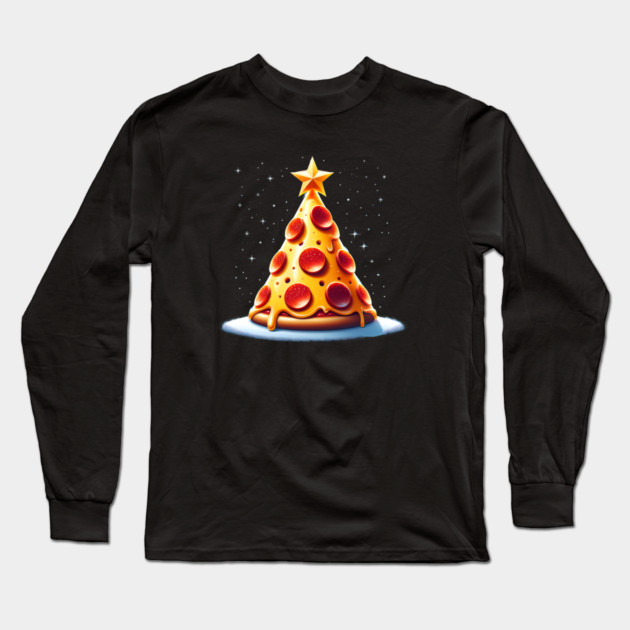 Pizza Xmas Tree, Christmas Style Pizza Lover Long Sleeve T-Shirt by logiamerch