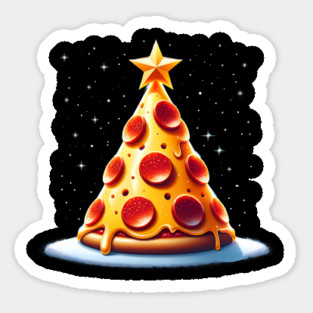 Pizza Xmas Tree, Christmas Style Pizza Lover Sticker