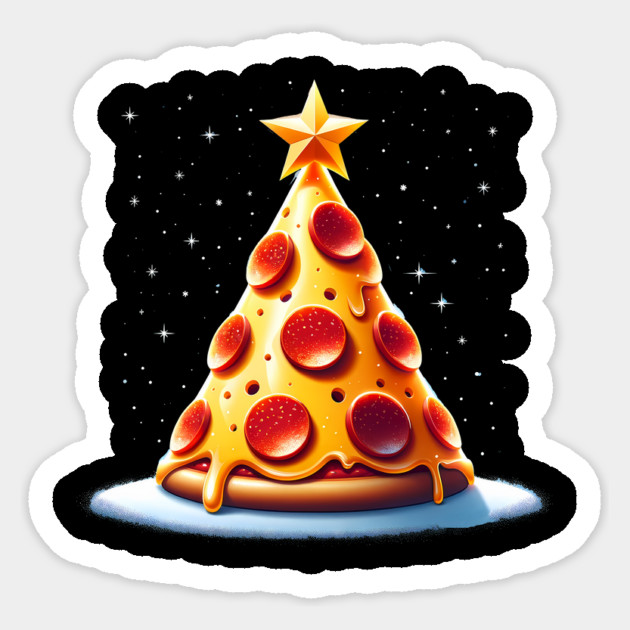Pizza Xmas Tree, Christmas Style Pizza Lover Sticker by logiamerch