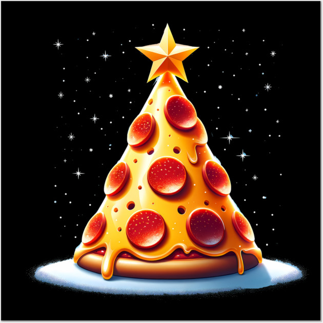 Pizza Xmas Tree, Christmas Style Pizza Lover Wall Art by logiamerch