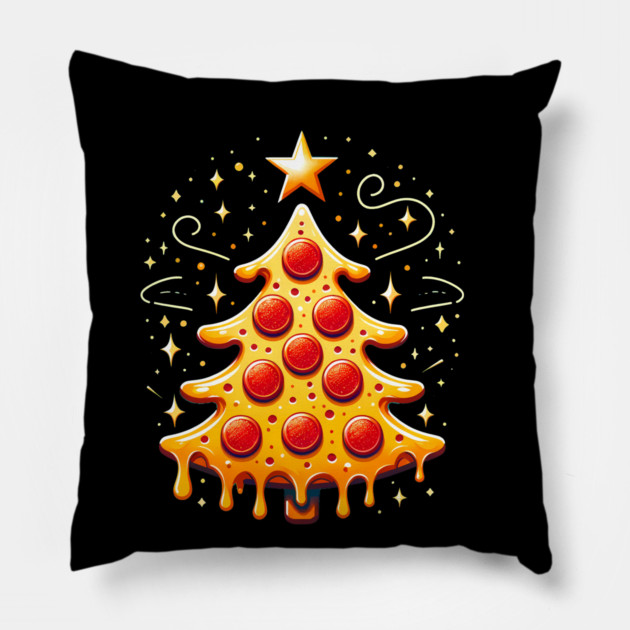 Pizza Xmas Tree, Christmas Style Pizza Lover Pillow by logiamerch