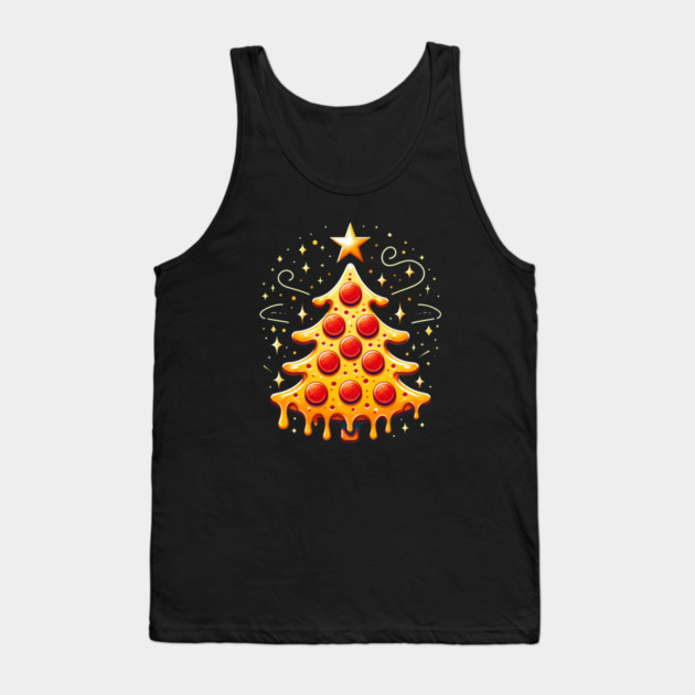 Pizza Xmas Tree, Christmas Style Pizza Lover Tank Top by logiamerch