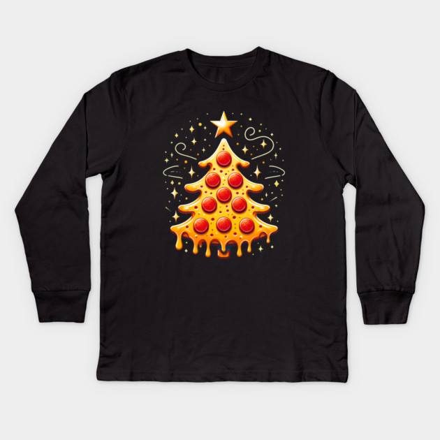 Pizza Xmas Tree, Christmas Style Pizza Lover Kids Long Sleeve T-Shirt by logiamerch