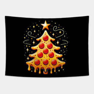 Pizza Xmas Tree, Christmas Style Pizza Lover Tapestry