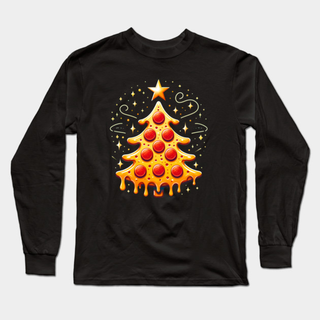 Pizza Xmas Tree, Christmas Style Pizza Lover Long Sleeve T-Shirt by logiamerch