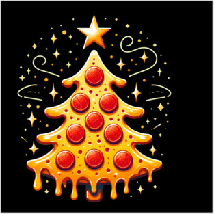 Pizza Xmas Tree, Christmas Style Pizza Lover Posters and Art