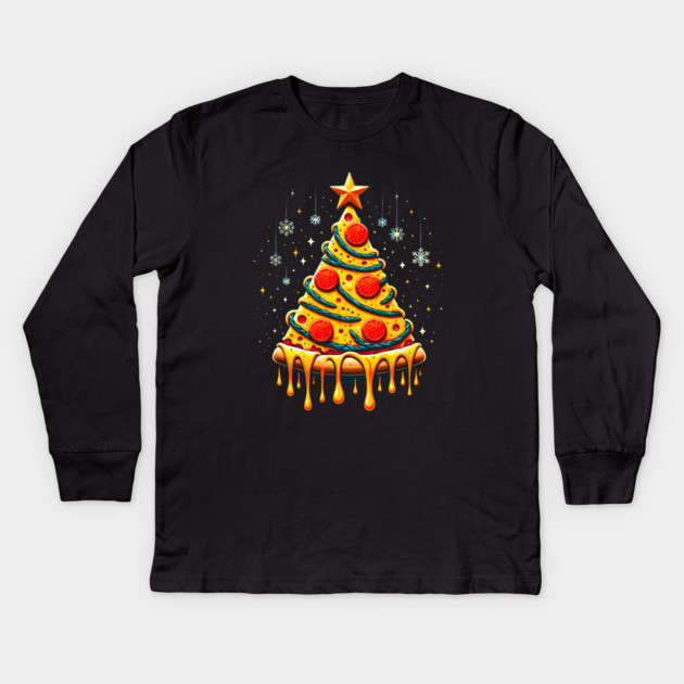 Pizza Xmas Tree, Christmas Style Pizza Lover Kids Long Sleeve T-Shirt by logiamerch