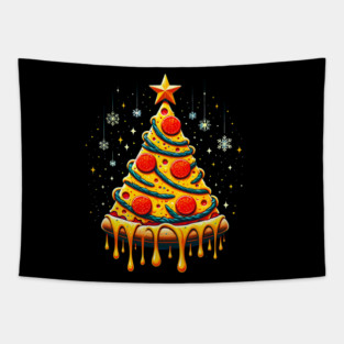 Pizza Xmas Tree, Christmas Style Pizza Lover Tapestry