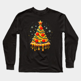 Pizza Xmas Tree, Christmas Style Pizza Lover Long Sleeve T-Shirt