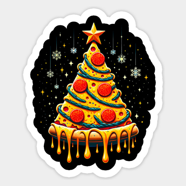 Pizza Xmas Tree, Christmas Style Pizza Lover Sticker by logiamerch