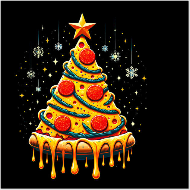 Pizza Xmas Tree, Christmas Style Pizza Lover Wall Art by logiamerch