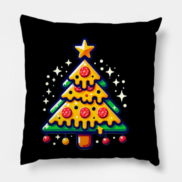 Pizza Xmas Tree, Christmas Style Pizza Lover Pillow by logiamerch