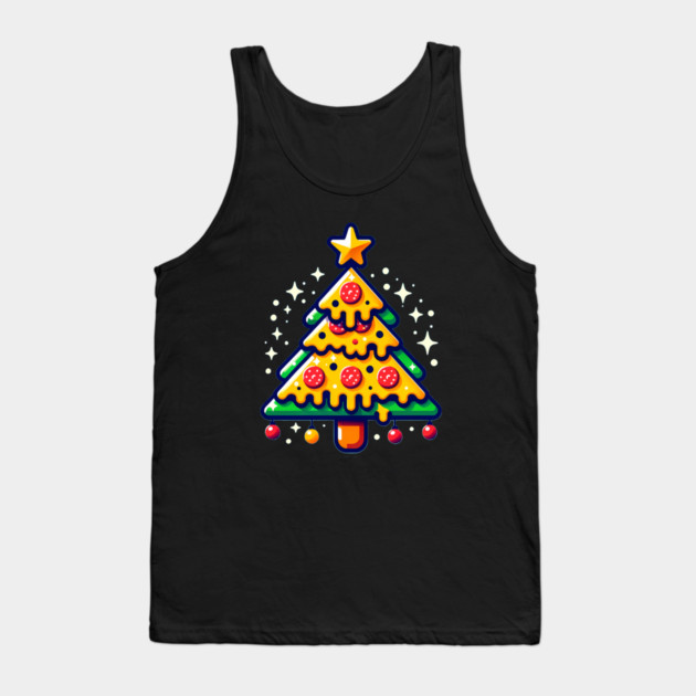 Pizza Xmas Tree, Christmas Style Pizza Lover Tank Top by logiamerch