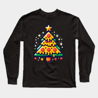Pizza Xmas Tree, Christmas Style Pizza Lover Long Sleeve T-Shirt
