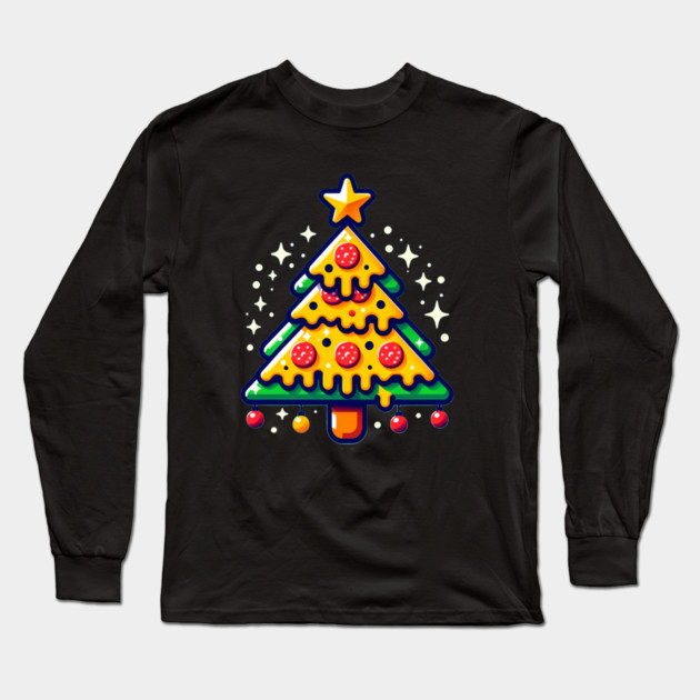 Pizza Xmas Tree, Christmas Style Pizza Lover Long Sleeve T-Shirt by logiamerch