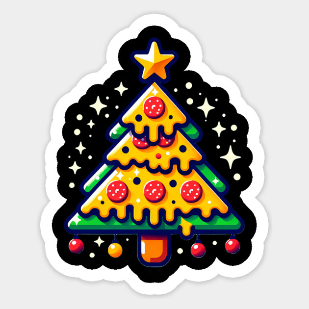 Pizza Xmas Tree, Christmas Style Pizza Lover Sticker by logiamerch