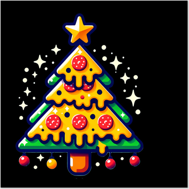 Pizza Xmas Tree, Christmas Style Pizza Lover Wall Art by logiamerch