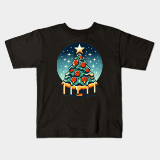 Pizza Xmas Tree, Christmas Style Pizza Lover Kids T-Shirt