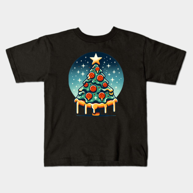 Pizza Xmas Tree, Christmas Style Pizza Lover Kids T-Shirt by logiamerch
