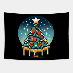 Pizza Xmas Tree, Christmas Style Pizza Lover Tapestry