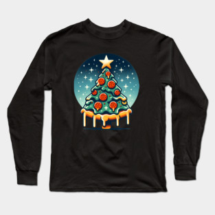 Pizza Xmas Tree, Christmas Style Pizza Lover Long Sleeve T-Shirt