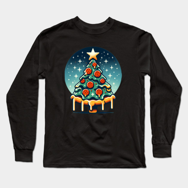 Pizza Xmas Tree, Christmas Style Pizza Lover Long Sleeve T-Shirt by logiamerch