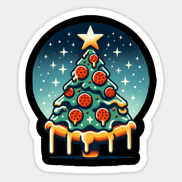 Pizza Xmas Tree, Christmas Style Pizza Lover Sticker by logiamerch