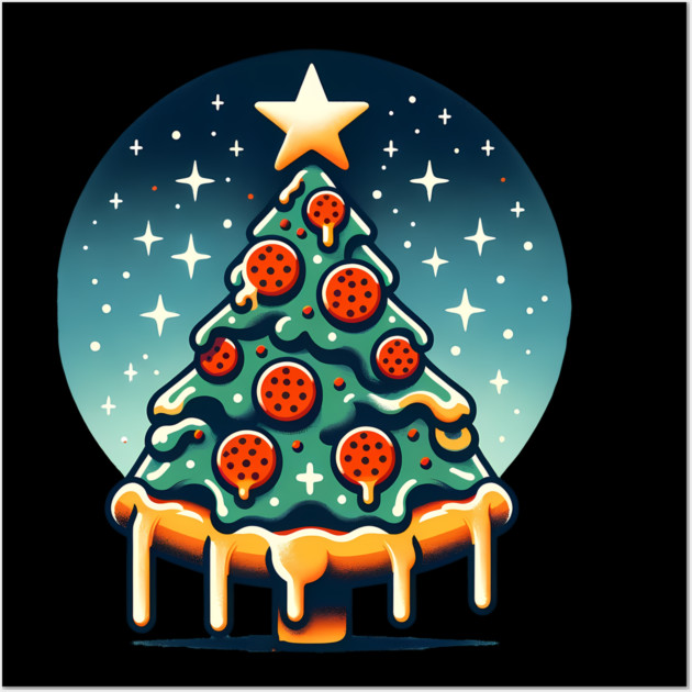 Pizza Xmas Tree, Christmas Style Pizza Lover Wall Art by logiamerch